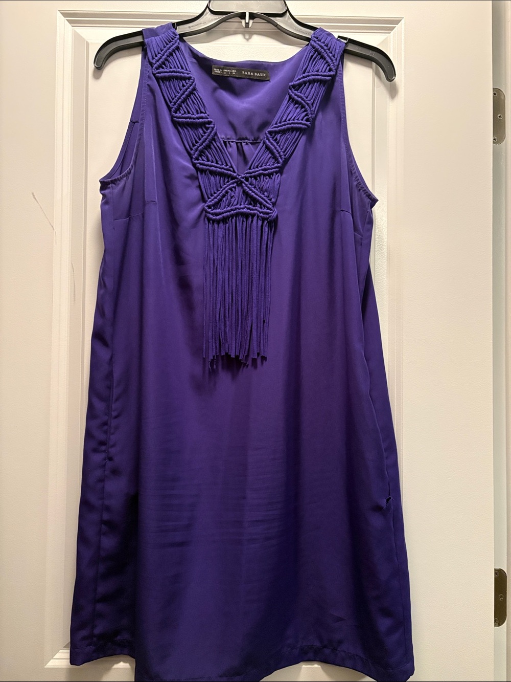 Zara Purple Sleeveless Midi Dress with Braided Tassel V-Neck